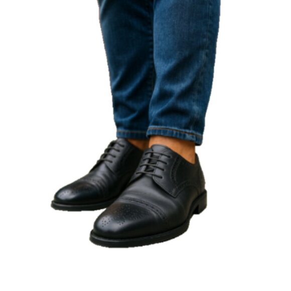 Sandro Moscoloni Men’s Wingtip Oxford Shoes Sz 12 Black Leather Lace Up - Picture 14 of 14